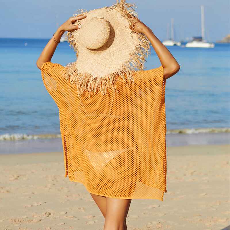 Orange-Women-Casual-Bikini-Swimsuit-Cover-Up-Blouses-Beach-Tunic-Dress-One-Size-Back