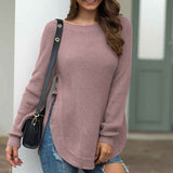 Pink-Purple-Womens-Fall-Long-Sleeve-Side-Split-Loose-Blouses-Casual-Pullover-Tunic-Tops-K294
