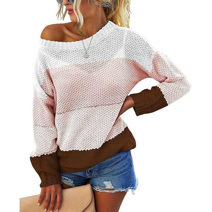 Pink-Striped-Sweater-Womens-Round-Neck-Long-Sleeve-Color-Block-Drawstring-Hem-Pullover-Sweaters-Fall-Winter-K027
