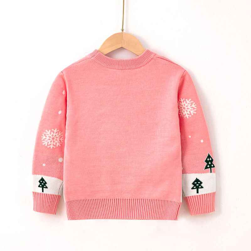 Pink-Toddler-Boy-And-Girl-Christmas-Fleece-Sweater-Crewneck-Sweatshirt-Santa-Claus-Reindeer-Snowman-Graphic-Pullover-Shirt-V042-Back