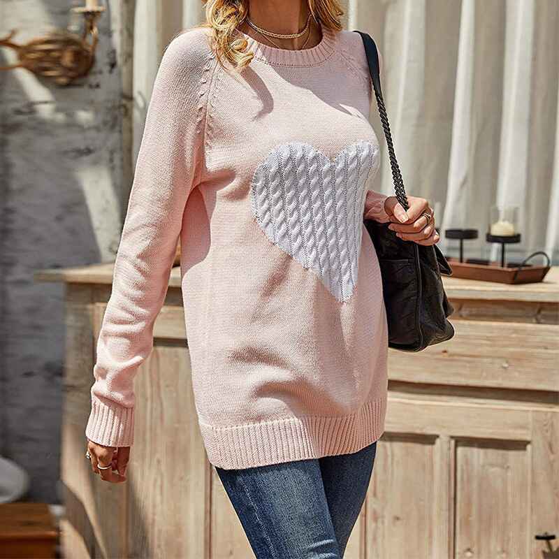     Pink-Womens-Argyle-Oversized-Sweaters-Casual-Crew-Neck-Geometric-Pattern-Knitted-Pullovers-Jumper-Vintage-Streetwear-K043