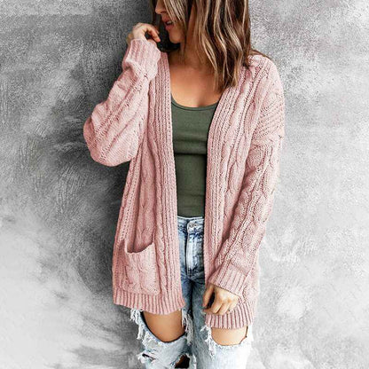    Pink-Womens-Cable-Knit-Cardigan-Oversized-Open-Front-Loose-Slouchy-Long-Sleeve-Warm-Sweaters-Coat-with-Pockets-K079