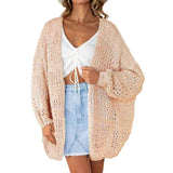 Pink-Womens-Crochet-Cardigan-Sweater-Kimonos-Boho-Solid-Color-Oversized-Summer-Open-Front-Outwear-K054