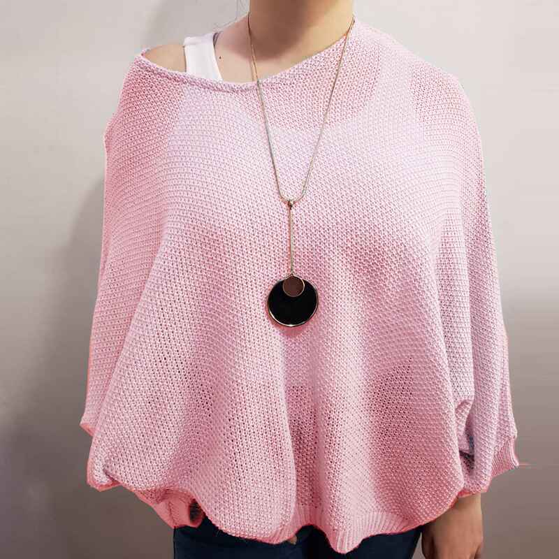 Pink-Womens-Crochet-Hollow-Out-Sweater-Oversized-Loose-Sweater-Solid-Color-Knit-Sweater-Off-Shoulder-Sweaters-Pullover-K051