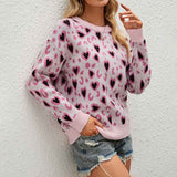Pink-Womens-Cute-Love-Heart-Print-Sweaters-Crew-Neck-Long-Sleeve-Loose-Knitted-Valentine-Pullover-Blouse-Top-K486-Front