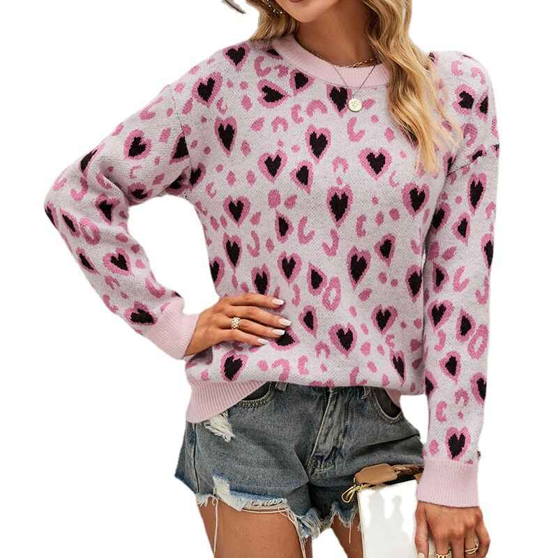 Pink-Womens-Cute-Love-Heart-Print-Sweaters-Crew-Neck-Long-Sleeve-Loose-Knitted-Valentine-Pullover-Blouse-Top-K486