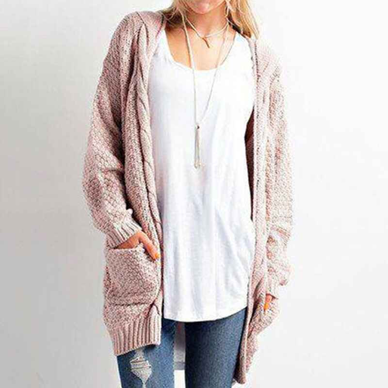 Pink-Womens-Fashion-Open-Front-Long-Sleeve-Cardigans-Sweaters-Coats-with-Pockets-K070