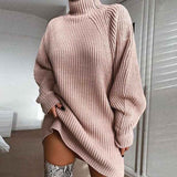 Pink-Womens-Long-Sleeve-Bodycon-Sweater-Dress-Cable-Knit-Turtleneck-Sweater-Dresses-K068