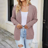    Pink-Womens-Long-Sleeve-Button-Down-Vee-Neck-Classic-Sweater-Knit-Cardigan-K497