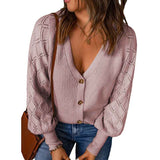 Pink-Womens-Long-Sleeve-Cable-Knit-Button-Cardigan-Sweater-Open-Front-Outwear-Coat-with-Pockets-K097