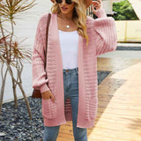 Pink-Womens-Long-Sleeve-Cable-Knit-Sweater-Open-Front-Cardigan-Button-Loose-Outerwear-K407