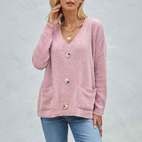 Pink-Womens-Open-Front-Cardigan-Sweaters-Fashion-Button-Down-Cable-Kint-Chunky-Outwear-Winter-Coats-K177-Front