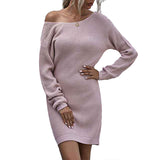     Pink-Womens-Ruched-Halter-Bodycon-Mini-Dress-Backless-Long-Sleeve-Short-Dresses-G351-Front