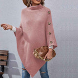 Pink-Womens-Versatile-Knitted-Scarf-Poncho-Sweater-with-Buttons-Light-Weight-Spring-Summer-Fall-Shawl-Poncho-Cape-Cardigan-K372