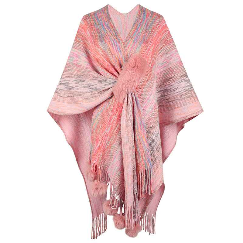    Pink-Womens-Warm-Shawl-Wrap-Open-Front-Poncho-Cape-Color-Block-Shawls-Winter-Cardigan-Wrap-Printed-Ponchos-for-Women-K422