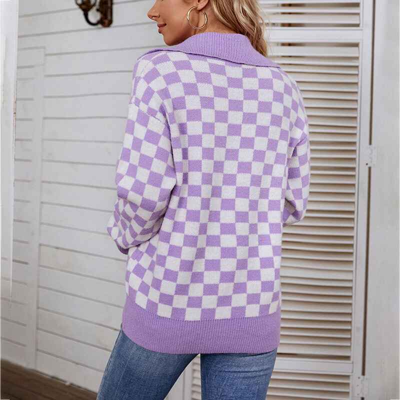 Purple-Womens-Fashion-Long-Sleeve-Button-Up-V-Neck-Drop-Shoulder-Oversized-Slouchy-Ribbed-Knit-Pullover-Sweater-K420-Back