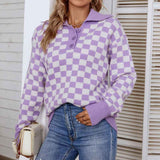 Purple-Womens-Fashion-Long-Sleeve-Button-Up-V-Neck-Drop-Shoulder-Oversized-Slouchy-Ribbed-Knit-Pullover-Sweater-K420