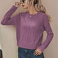 Purple-Womens-Fine-Gauge-Stretch-Crewneck-Pullover-Sweater-K375
