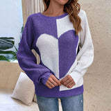 Purple-Womens-Pullover-Sweaters-Long-Sleeve-Crewneck-Cute-Heart-Knitted-Sweater-K489
