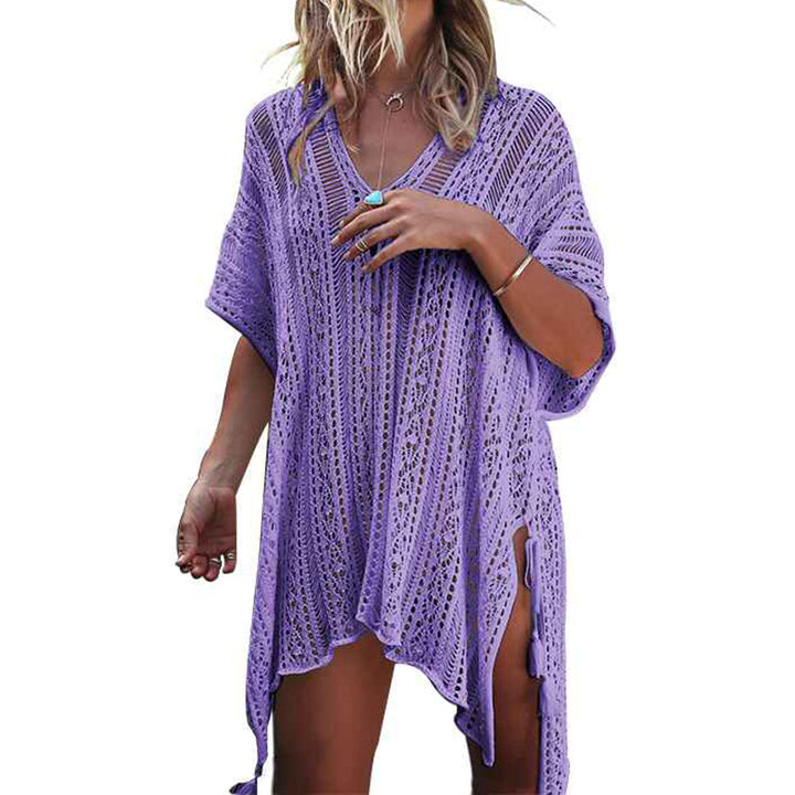 Purple-Womens-Summer-Swimsuit-Bikini-Beach-Swimwear-Crochet-Cover-up