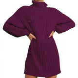 Purplish-Red-Women-Turtleneck-Long-Lantern-Sleeve-Casual-Loose-Oversized-Sweater-Dress-Soft-Winter-Pullover-Dresses-K016