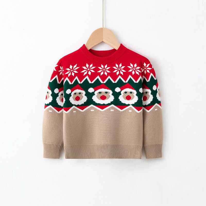 Red-Cute-Santa-Claus-Ugly-Christmas-Sweater-Ho-Ho-Holiday-Boys-Girls-Toddler-Sweater-V046