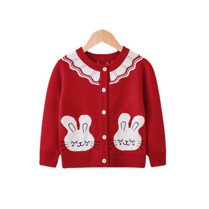 Red-Girls-Cardigan-Crewneck-Button-Up-Sweaters-Casual-Cotton-Knit-Toddler-Sweater-Tops-V011