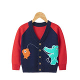    Red-Little-Boys-Button-Up-Cardigan-Sweater-V-Neck-Soft-Knit-V007