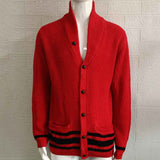 Red-Mens-Knitwear-Button-Down-Shawl-Collar-Cardigan-Sweater-with-Pockets-G041