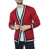 Red-Mens-Shawl-Collar-Cardigan-Sweater-Multi-Color-Button-Down-Knitted-Sweaters-G056