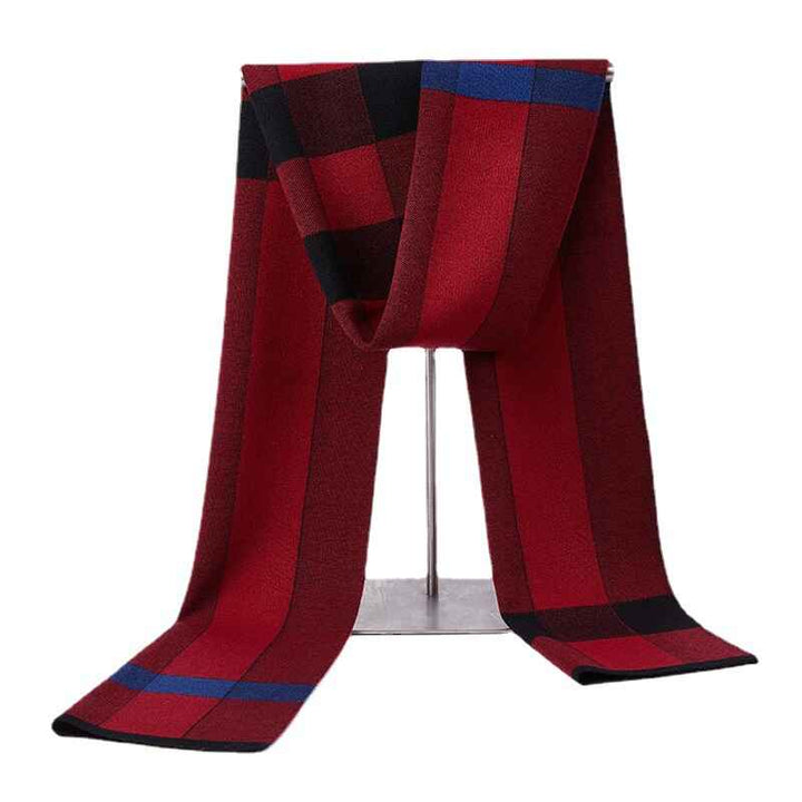 Red-Plaid-Striped-Wool-Scarf-for-Men-Winter-Soft-Thick-Cashmere-Knit-Scarves-D012-front