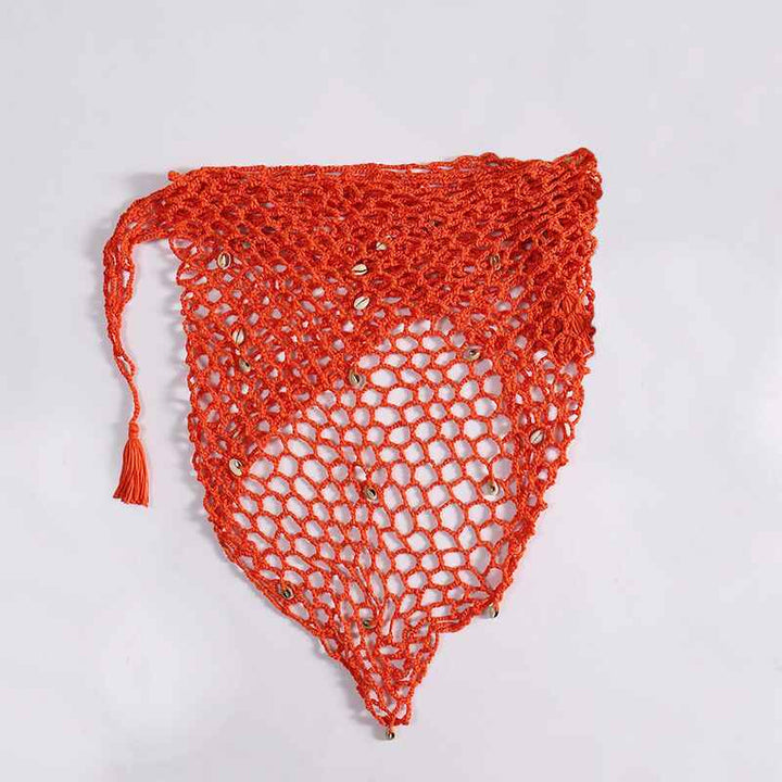       Red-Swimwear-Cover-Up-Sexy-Fashion-Beach-Hand-Crochet-Shawl-Capelet-Cover-Up-Sunscreen-Net-Triangle-Fishnet-Skirt-K558