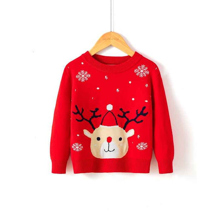    Red-Toddler-Boy-Girl-Christmas-Sweater-Kids-Knite-Leopard-Pullover-Xmas-Reindeer-Elk-Snowman-Cartoon-Sweatshirts-Tops-V038