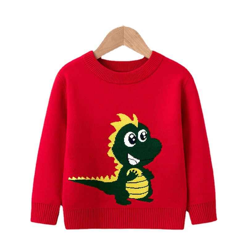 Red-Toddler-Boys-Knit-Sweater-Dinosaur-Crew-Neck-Pullover-Sweater-for-Kids-V048