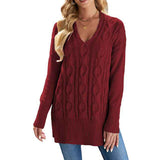Red-Womens-Cable-Knit-Sweaters-V-Neck-Pullover-Tops-Long-Sleeve-Casual-Sweater-Blouse-Oversize-Knit-Shirts-K151