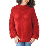     Red-Womens-Casual-Long-Sleeve-Sweaters-Crew-Neck-Solid-Color-Soft-Ribbed-Knitted-Oversized-Pullover-Loose-Fit-Jumper-K052