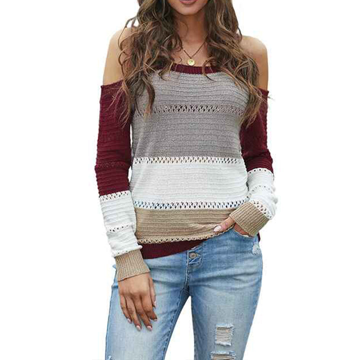 Red-Womens-Cold-Shoulder-Sweater-Long-Sleeve-Backless-Knit-Pullover-Tops-K187