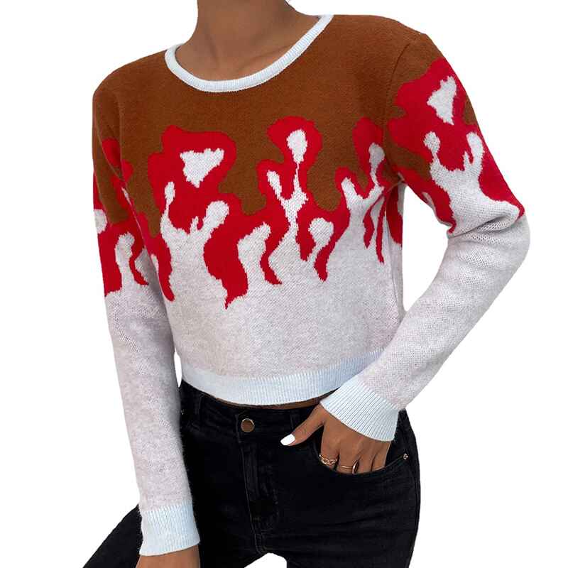    Red-Womens-Color-Block-Sweater-Long-Sleeve-Round-Neck-Loose-Fit-Colorful-Patchwork-Casual-Sweaters-K349