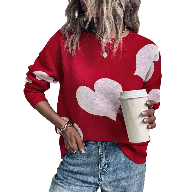 Red-Womens-Cute-Heart-Knitted-Sweaters-Long-Sleeve-Crew-Neck-Pullover-Sweater-K465