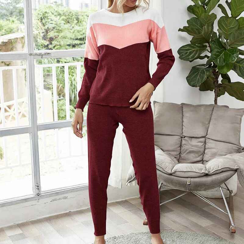 Red-Womens-Fall-Fashion-Outfits-2-Piece-Sweatsuit-Solid-Color-Long-Sleeve-Pullover-Long-Pants-Tracksuit-K298