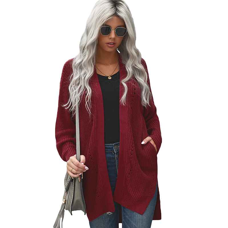 Red-Womens-Lightweight-Open-Front-Cardigan-Long-Knited-Cardigan-Sweater-with-Pockets-Soft-Knit-Outwear-K117