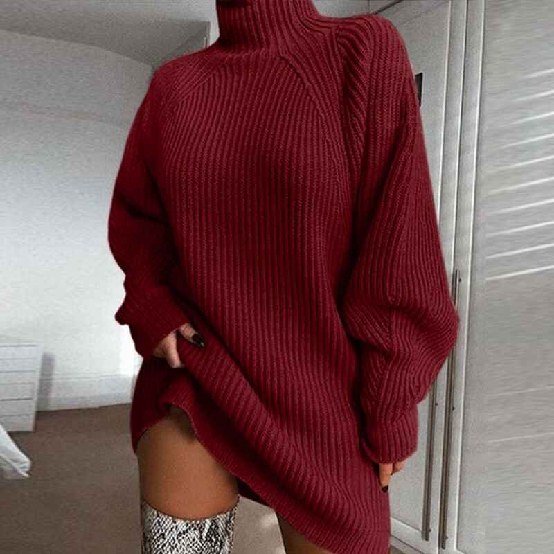 Red-Womens-Long-Sleeve-Bodycon-Sweater-Dress-Cable-Knit-Turtleneck-Sweater-Dresses-K068