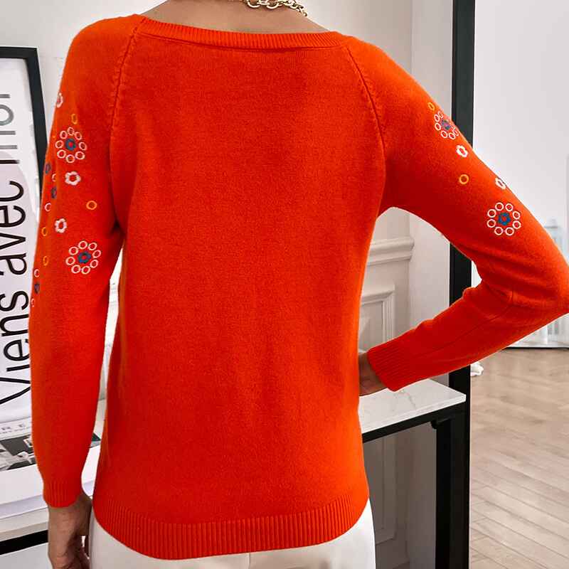 Red-Womens-Long-Sleeve-Lightweight-Crewneck-Sweater-K400-Front-Back