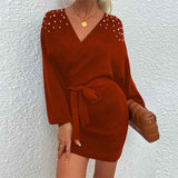    Red-Womens-Sexy-Cocktail-Batwing-Long-Sleeve-Backless-Mock-Wrap-Knit-Sweater-Mini-Dress-K299