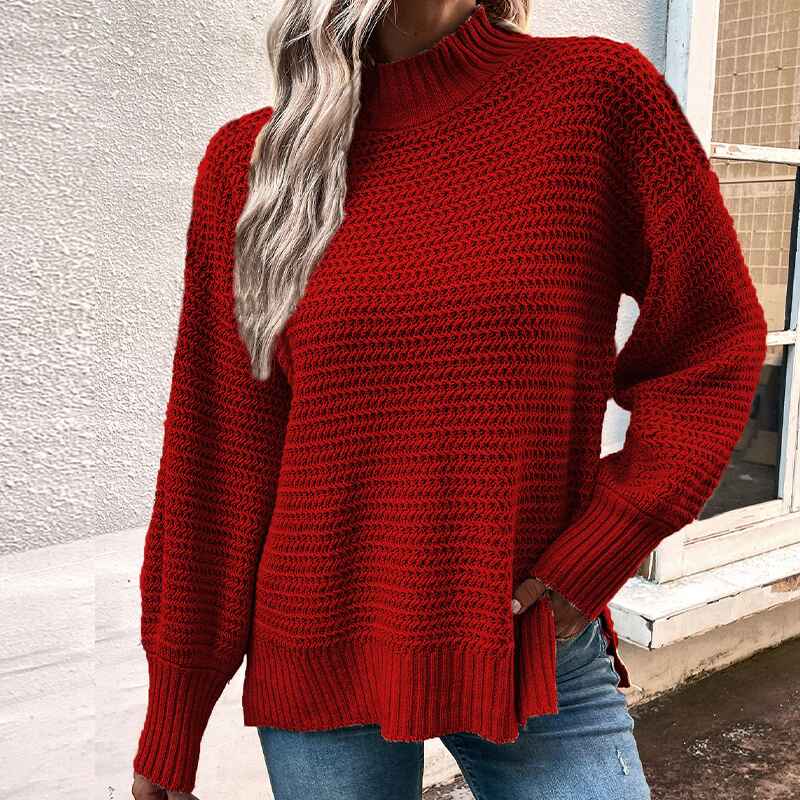 Red-Womens-Turtleneck-Oversized-Sweaters-Fall-Long-Batwing-Sleeve-Spilt-Hem-Tunic-Pullover-Sweater-Knit-Tops-K405