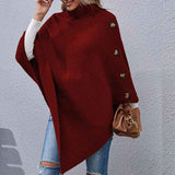 Red-Womens-Versatile-Knitted-Scarf-Poncho-Sweater-with-Buttons-Light-Weight-Spring-Summer-Fall-Shawl-Poncho-Cape-Cardigan-K372