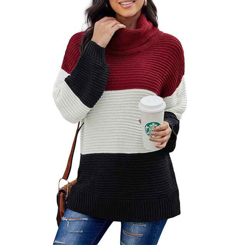 Red-color-matching-Womens-Turtleneck-Long-Sleeve-Knitted-Pullover-Sweater-Chunky-Warm-Pullover-Sweater-K207