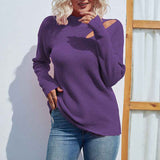 Rose-Purple-Womens-Long-Sleeve-Halter-Neck-Cutout-Off-Shoulder-Ribbed-Knit-Loose-Casual-Pullover-Sweater-Top-K227