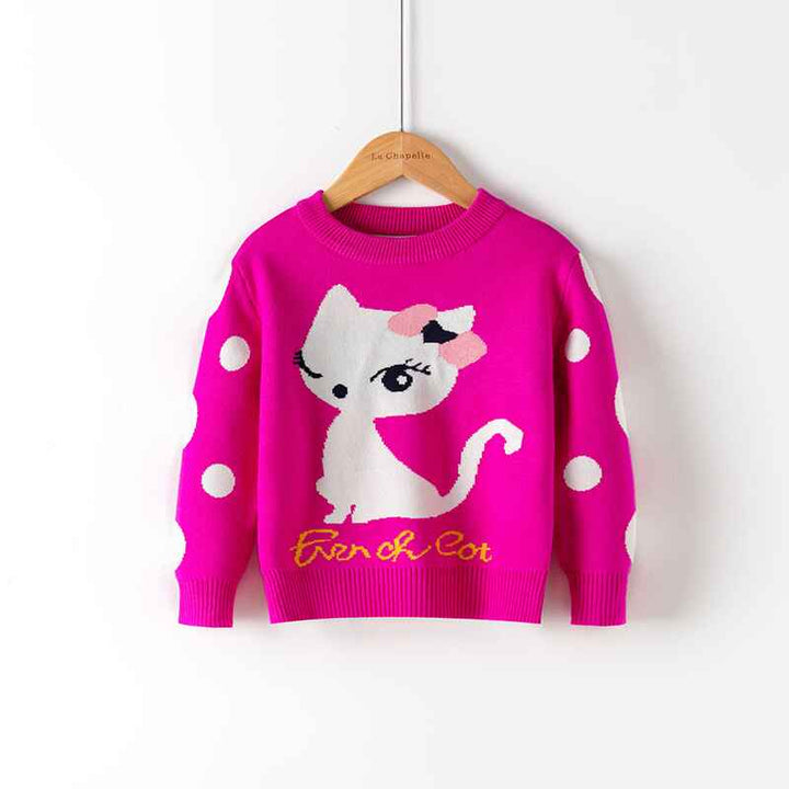 Rose-Red-Toddler-Boy-Girl-Christmas-Sweater-Knite-Pullover-Cartoon-kitten-Sweatshirts-Tops-V028
