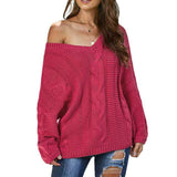 Rose-Red-Womens-Casual-Oversized-Long-Sleeve-Sweaters-V-Neck-Cable-Knit-Sweater-Pullovers-Tops-K139